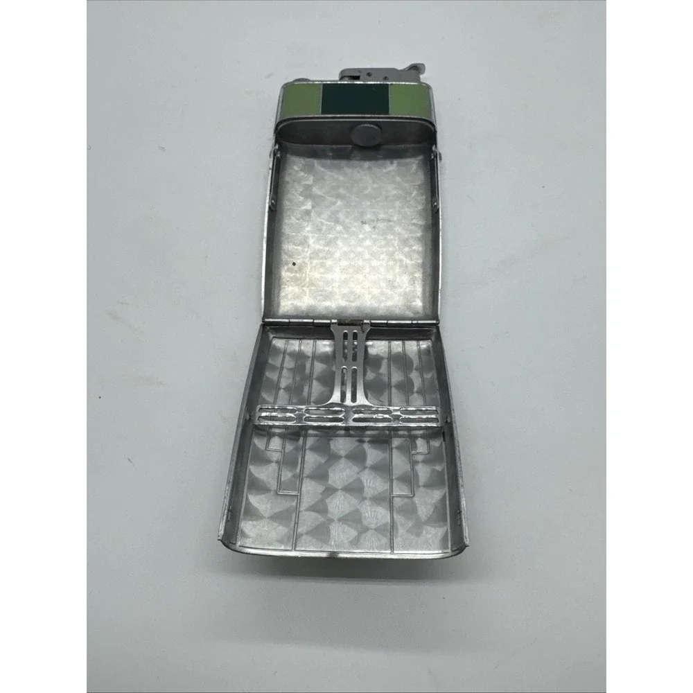 Art Deco Evans Cigarette Case Lighter Combo Green Enamel Trig-A-Lite